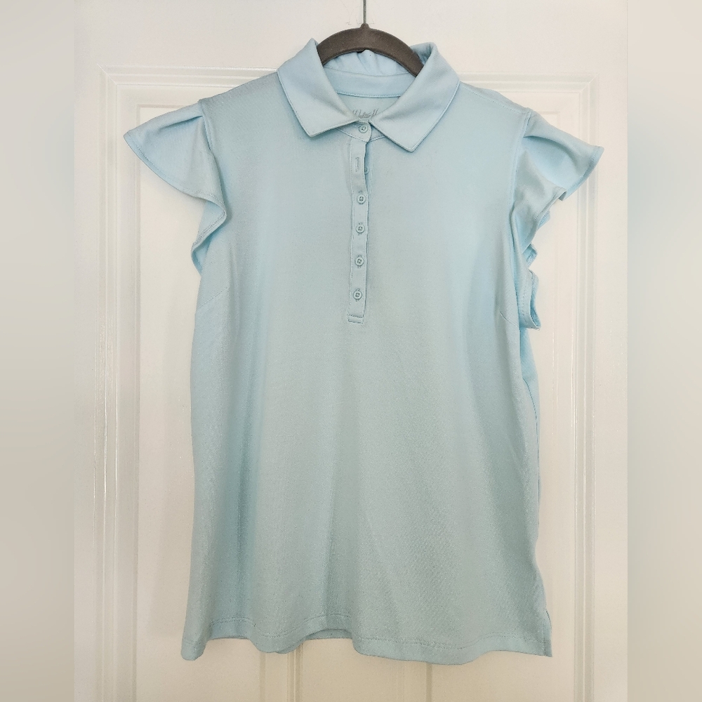 Walter Hagen Women's Clubhouse Flutter Sleeve Golf Shirt, size M, Light Blue NWT - Picture 4 of 10